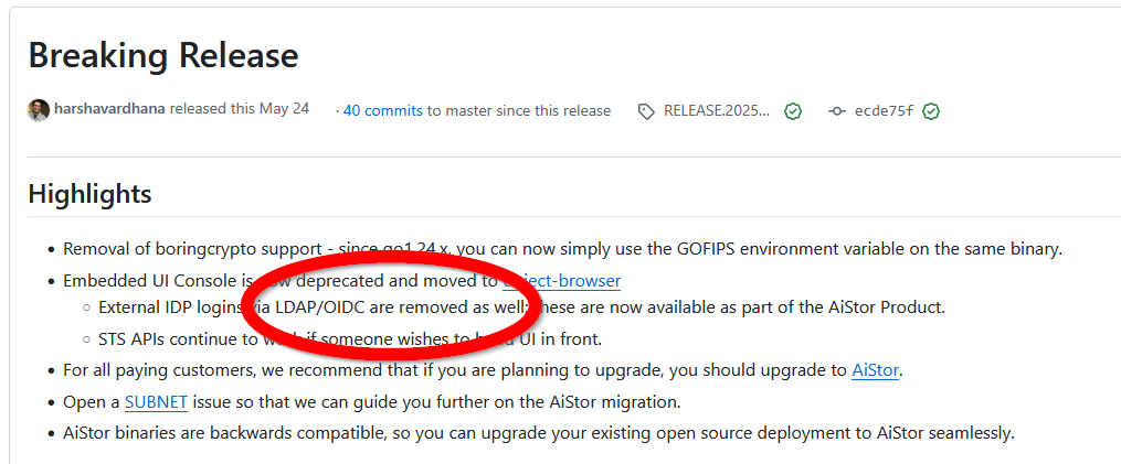 Screenshot of the version without OIDC